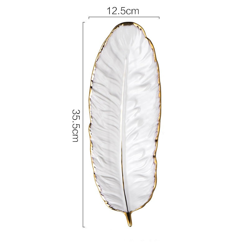 Stornfield | Nordic Light Luxury Style Golden Feather Plate Retro Plate Storage Plate Snack Plate Home Decor