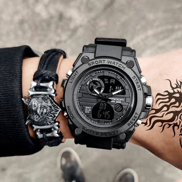 Stornfield | Men's Sporty Luminous Waterproof Multifunctional Dual Display Wristwatch