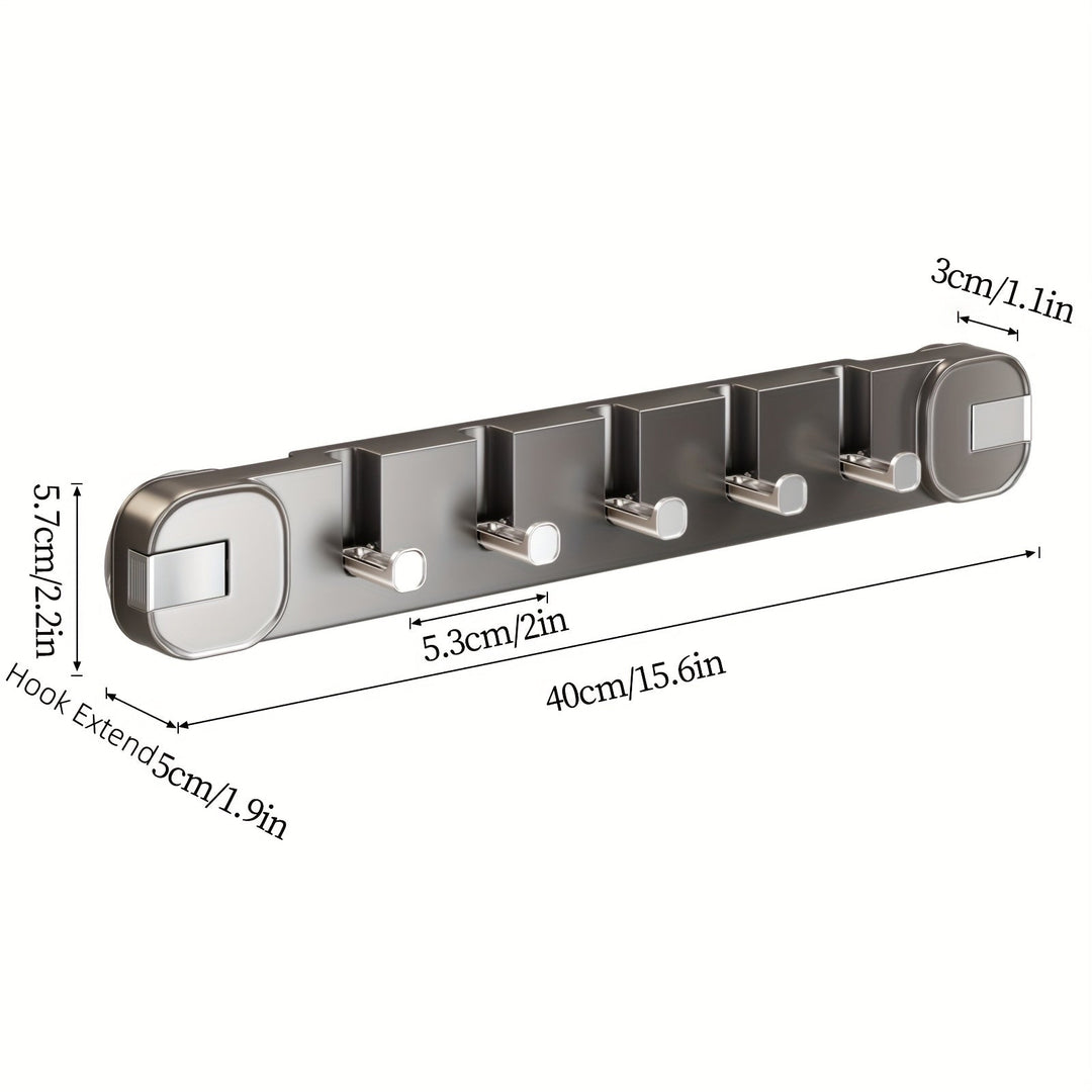Wall Hook Panel Without Drilling – OrganizePlus Hidden 5-Hook Rack | Stornfield