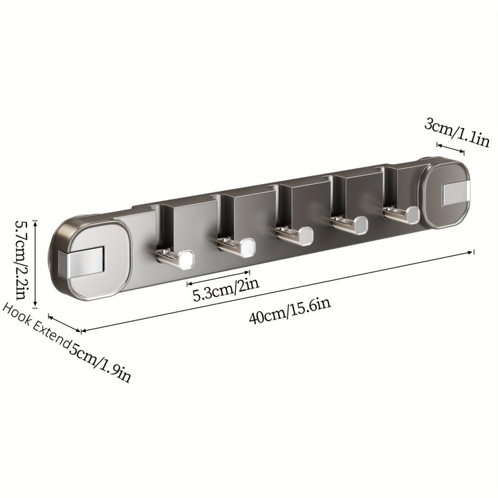 Wall Hook Panel Without Drilling – OrganizePlus Hidden 5-Hook Rack | Stornfield