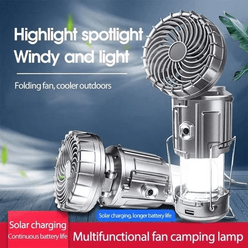 Portable Stretchable Solar Lithium Battery Electric Fan + Emergency Light | Stornfield