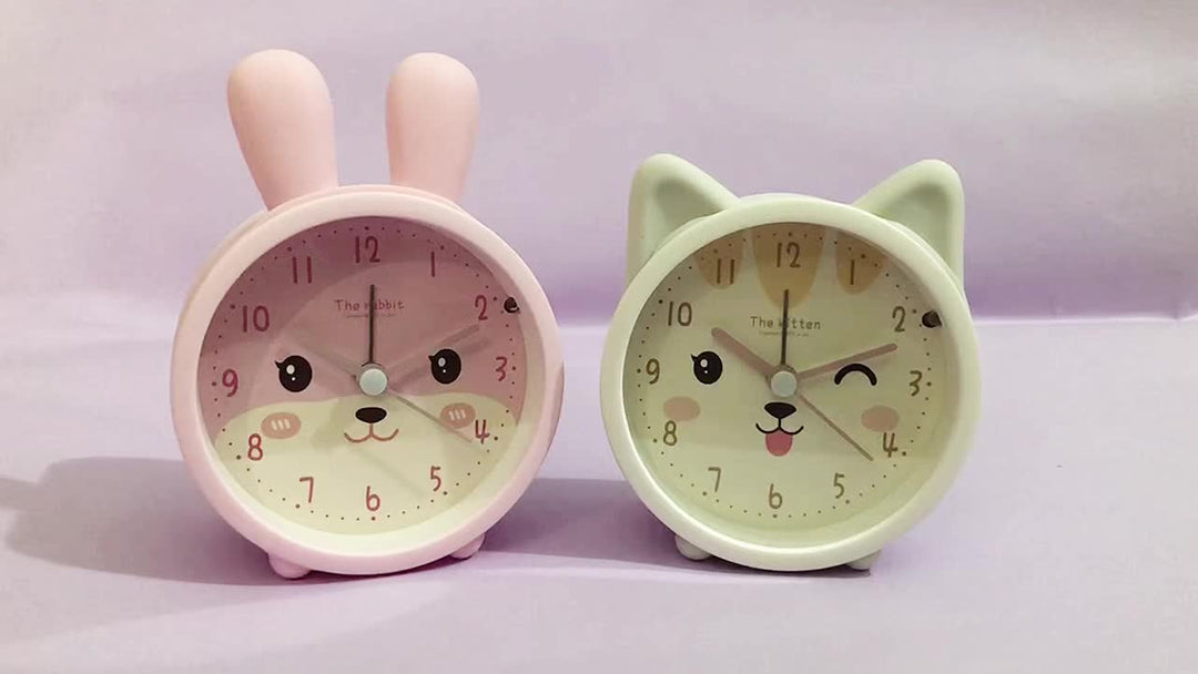 Stornfield | Children's Alarm Clock with Night Light – Quiet, Rabbit Pattern & Compact Design
