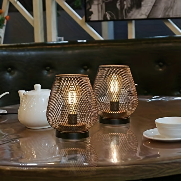 Stornfield | RusticMesh Table Lamp Set - Industrial Style & Atmospheric Lighting