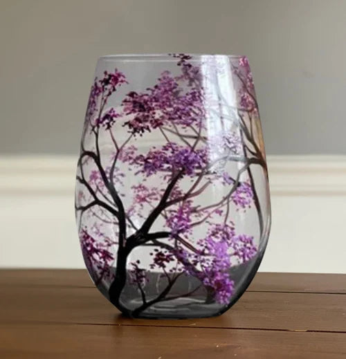 Stornfield | Hand Painted Four Seasons Tree Wine Glasses | Unique Art