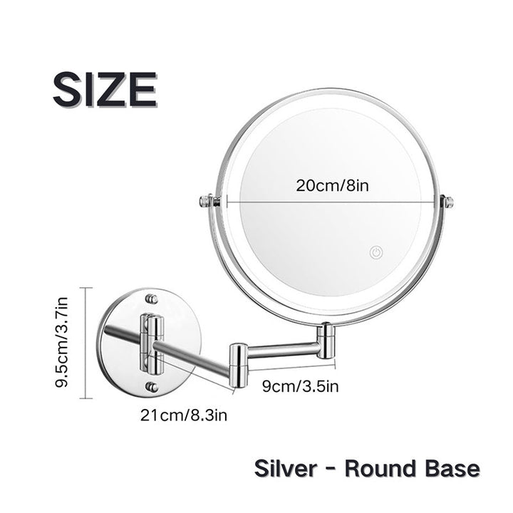 Stornfield | Rechargeable wall-mounted shaving mirror | 360° rotation. 1X/10X magnification and adjustable LED lighting for use in the bathroom