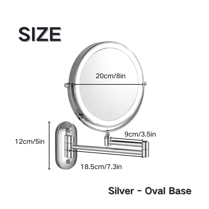 Stornfield | Rechargeable wall-mounted shaving mirror | 360° rotation. 1X/10X magnification and adjustable LED lighting for use in the bathroom