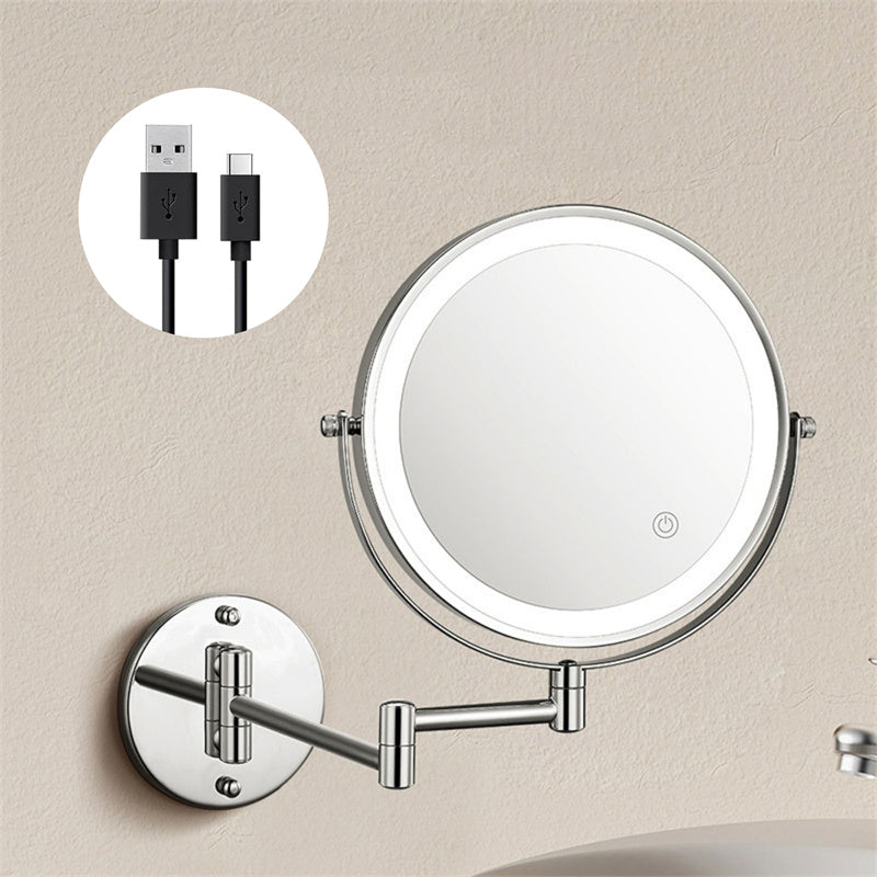 Stornfield | Rechargeable wall-mounted shaving mirror | 360° rotation. 1X/10X magnification and adjustable LED lighting for use in the bathroom