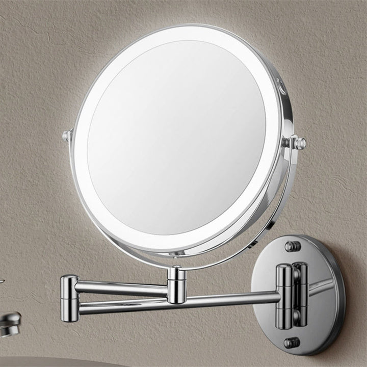 Stornfield | Rechargeable wall-mounted shaving mirror | 360° rotation. 1X/10X magnification and adjustable LED lighting for use in the bathroom