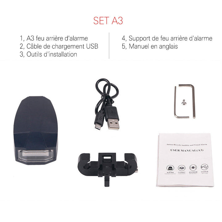 Smart Sound and Light Rear Bicycle Alarm | Stornfield