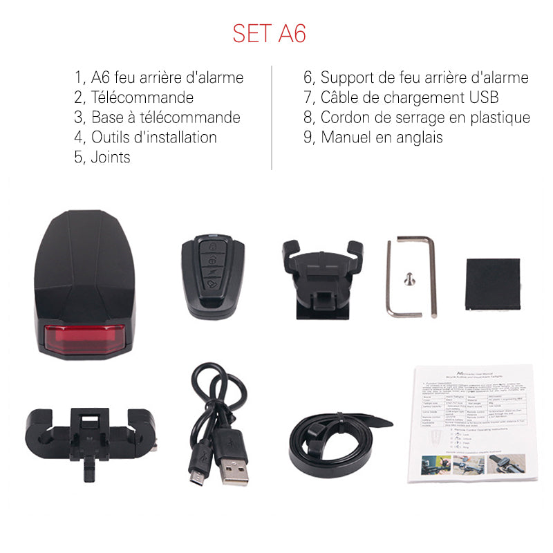 Smart Sound and Light Rear Bicycle Alarm | Stornfield