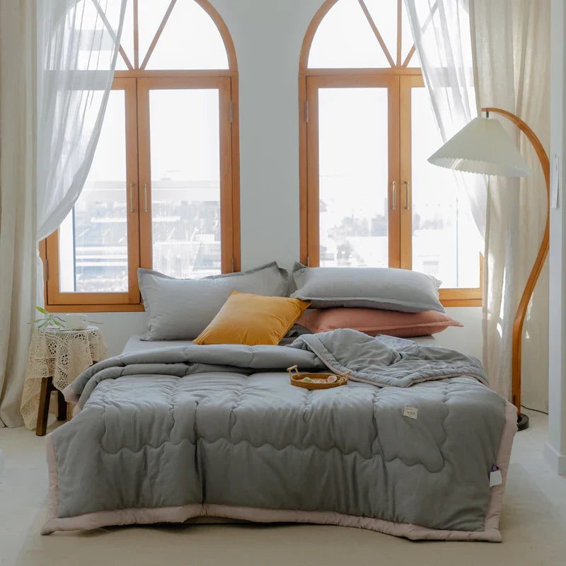 2024 Japanese Cotton-Polyester Summer Quilt – Lightweight, Washable, Skin-Friendly Solid Color Quilt | Stornfield