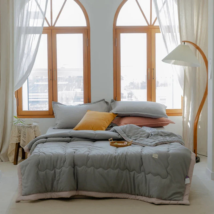 2024 Japanese Cotton-Polyester Summer Quilt – Lightweight, Washable, Skin-Friendly Solid Color Quilt | Stornfield