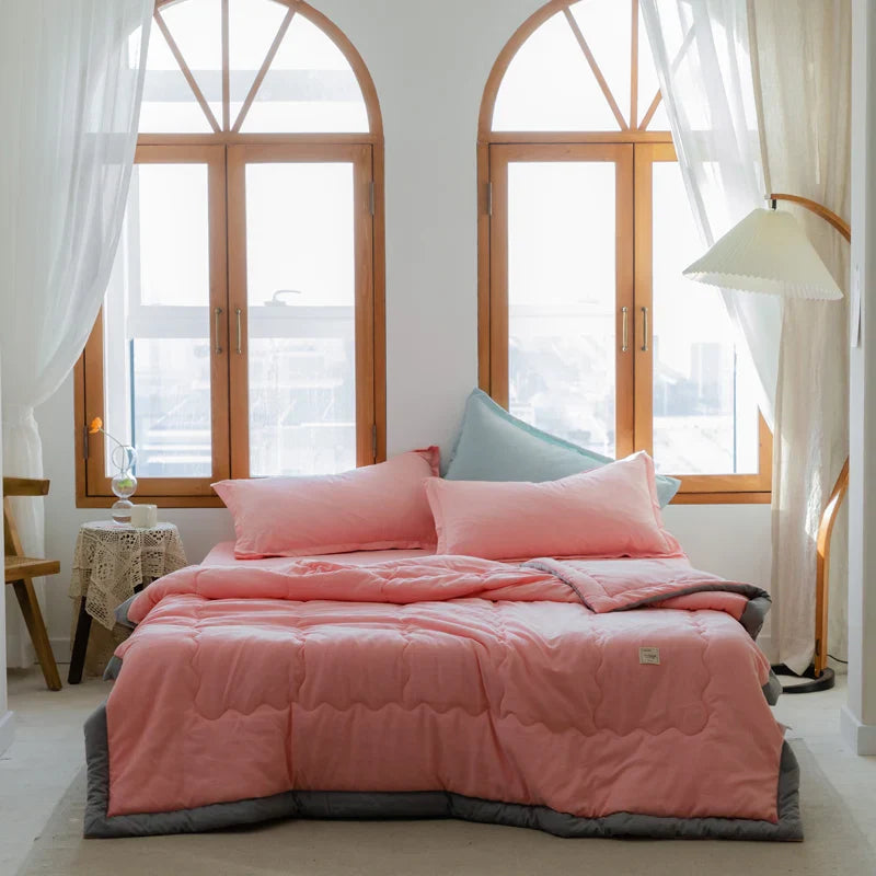 2024 Japanese Cotton-Polyester Summer Quilt – Lightweight, Washable, Skin-Friendly Solid Color Quilt | Stornfield