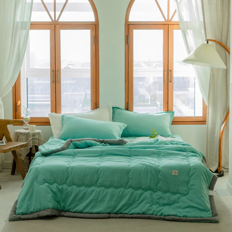 2024 Japanese Cotton-Polyester Summer Quilt – Lightweight, Washable, Skin-Friendly Solid Color Quilt | Stornfield
