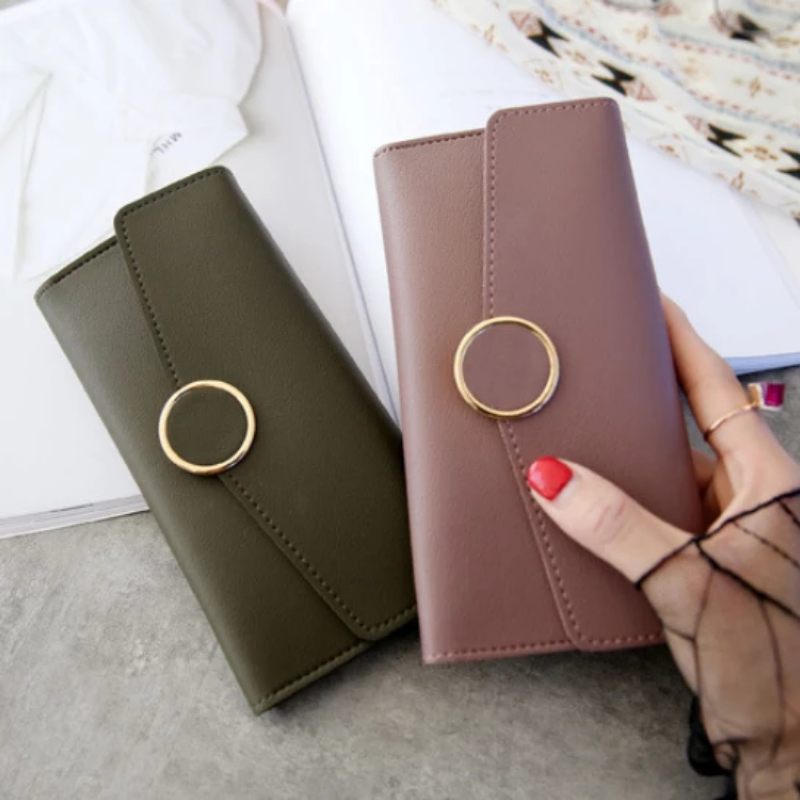 Long Wallet in PU Leather with Snap Closure | Stornfield