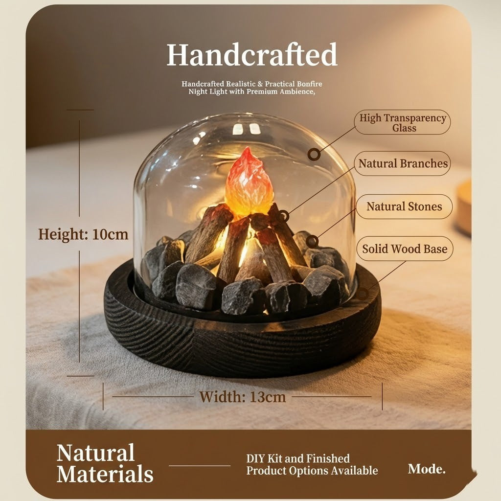 Mini Bonfire Flame Glass Dome Night Lamp | Stornfield