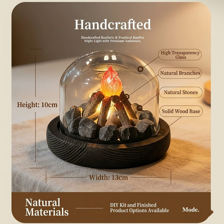 Mini Bonfire Flame Glass Dome Night Lamp | Stornfield