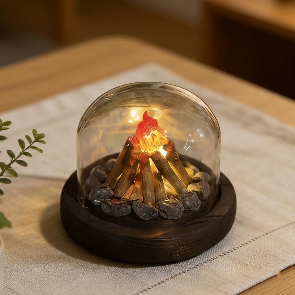 Mini Bonfire Flame Glass Dome Night Lamp | Stornfield