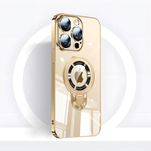 Stornfield | iPhone MagSafe Series | Electroplated Plastic Clear Phone Case with Rotating Kickstand
