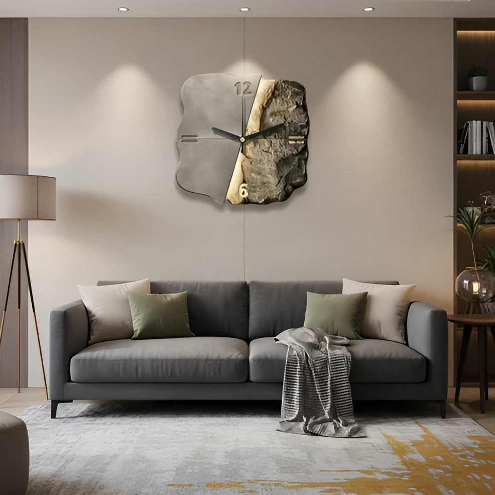 Sandstone Wall Clock – Modern 3D Design | Decorative for Living Rooms and Offices | Stornfield