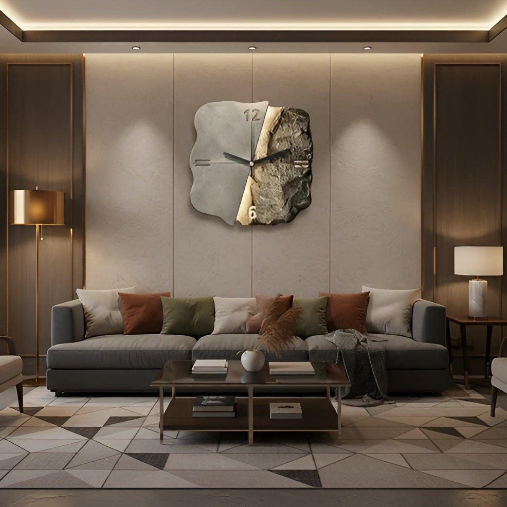 Sandstone Wall Clock – Modern 3D Design | Decorative for Living Rooms and Offices | Stornfield