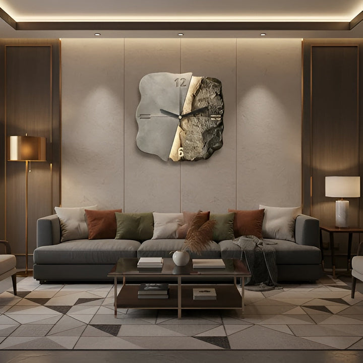Sandstone Wall Clock – Modern 3D Design | Decorative for Living Rooms and Offices | Stornfield