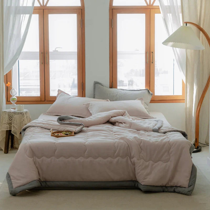 2024 Japanese Cotton-Polyester Summer Quilt – Lightweight, Washable, Skin-Friendly Solid Color Quilt | Stornfield