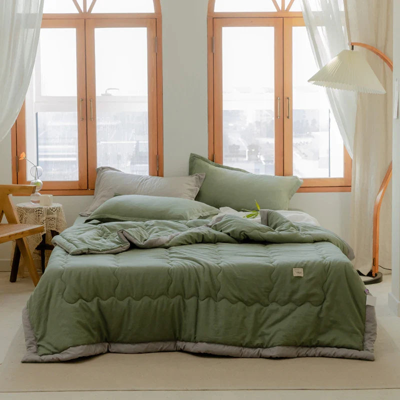2024 Japanese Cotton-Polyester Summer Quilt – Lightweight, Washable, Skin-Friendly Solid Color Quilt | Stornfield