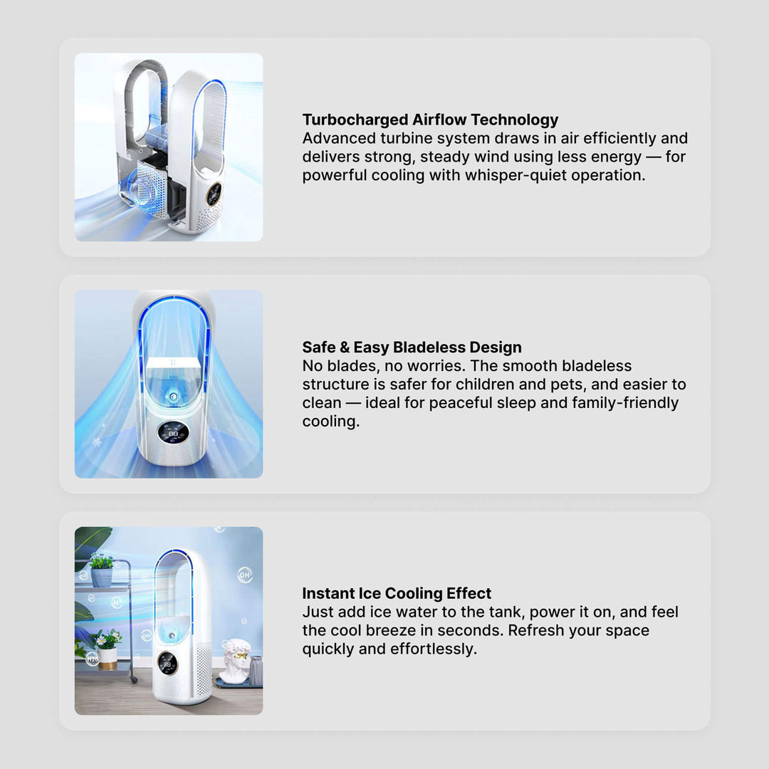 Bladeless Portable Air Conditioner | Ultra-Quiet, Ergonomic Design & Ideal for Home and Office Use | Stornfield