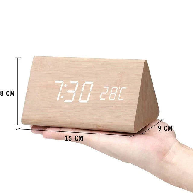 Stornfield | Charms | Horloge Réveil Numérique en Bois | Comprend Affichage de la Température