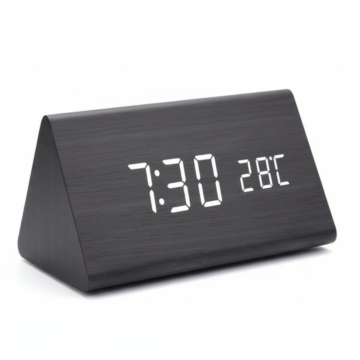 LED Alarm Clock Wood Look with 3 Alarms & Temperature | Stornfield
