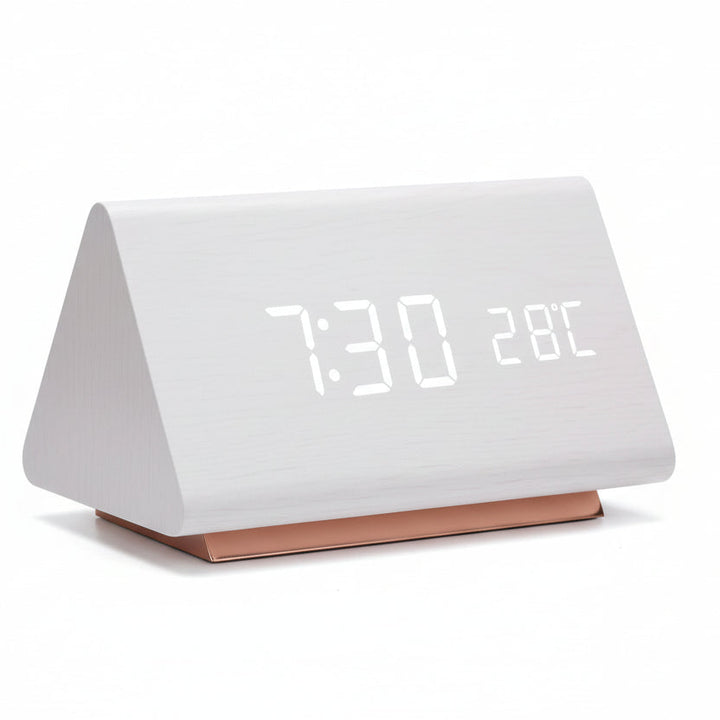 LED Alarm Clock Wood Look with 3 Alarms & Temperature | Stornfield