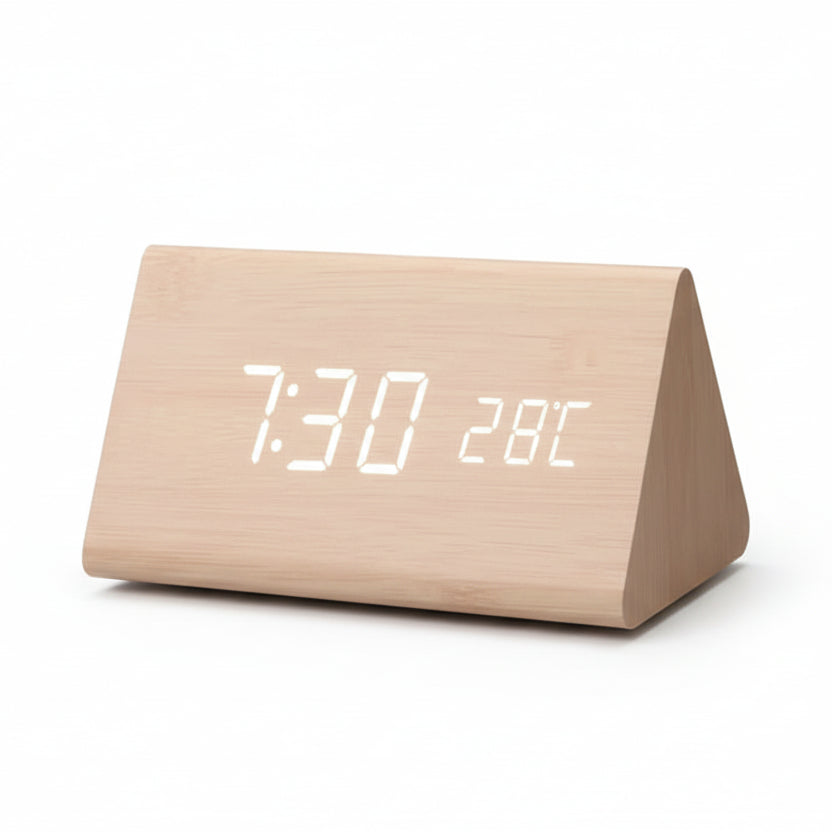 LED Alarm Clock Wood Look with 3 Alarms & Temperature | Stornfield