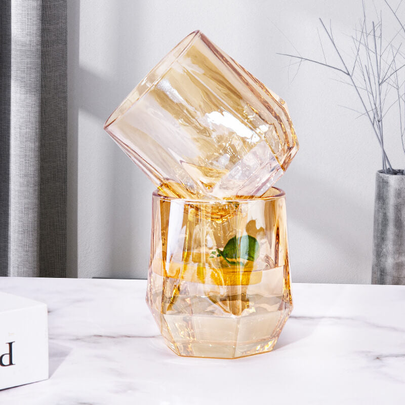 Stornfield | Amber Hexagonal Glass Tumblers
