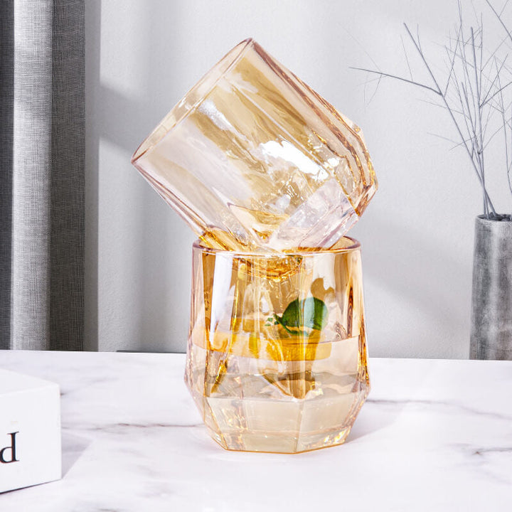 Stornfield | Amber Hexagonal Glass Tumblers