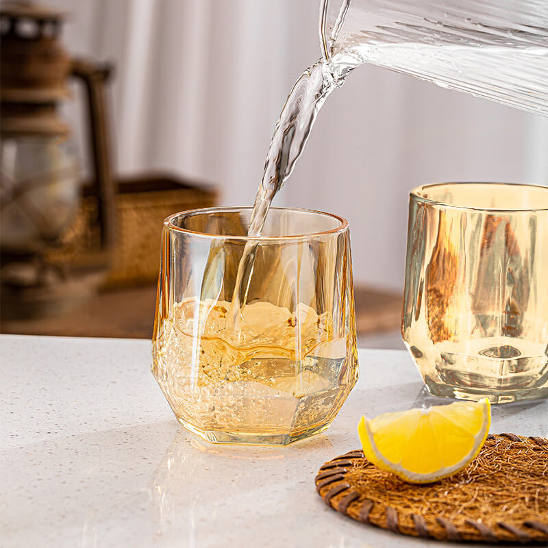 Stornfield | Amber Hexagonal Glass Tumblers