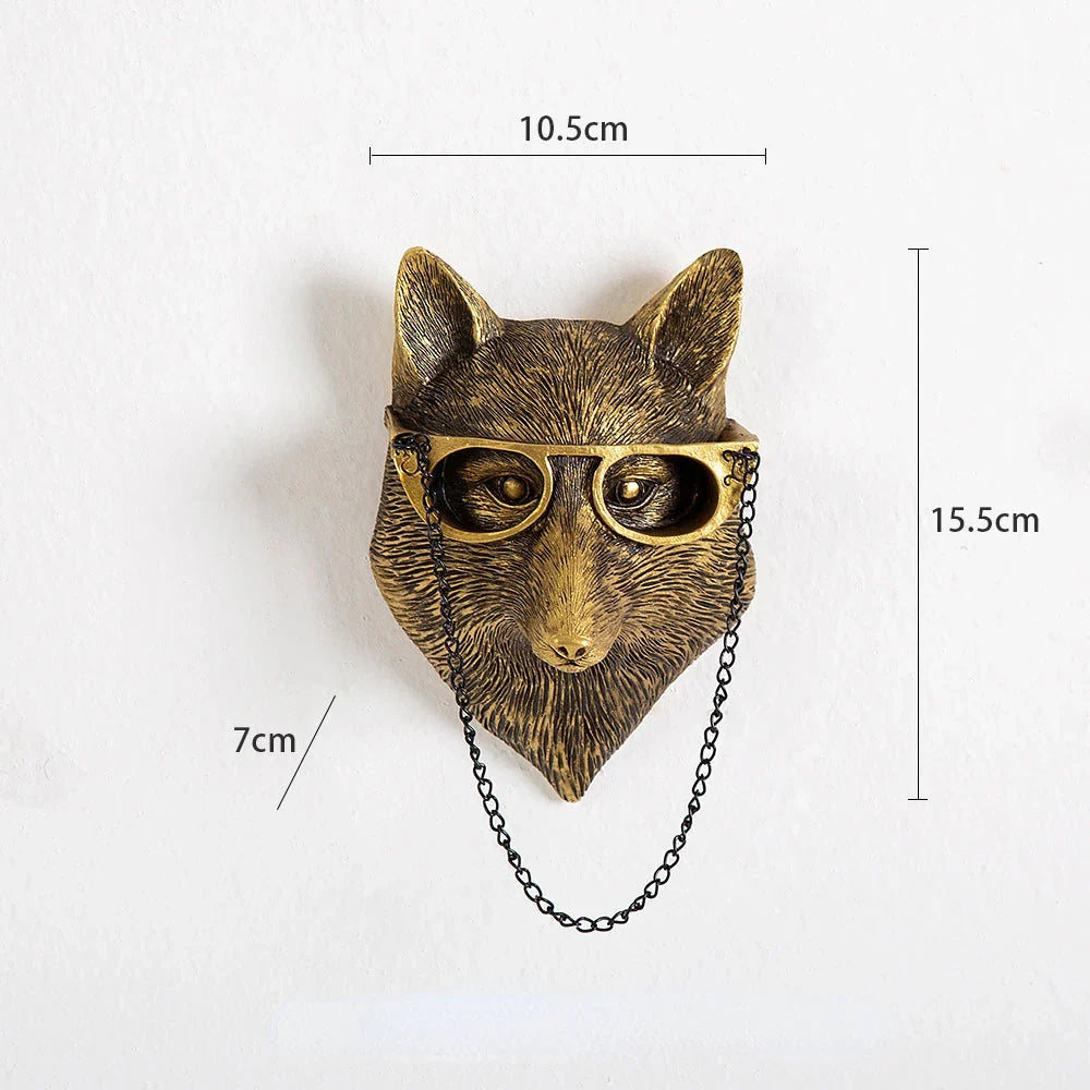 Stornfield | Antique Bronze Resin Animal Pendant Golden Deer Head Wall Storage Hooks Wall Accessories Decorative Figurines