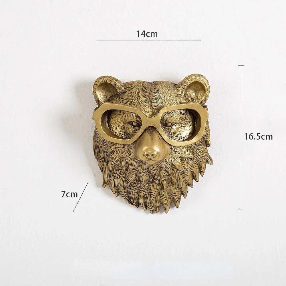 Stornfield | Antique Bronze Resin Animal Pendant Golden Deer Head Wall Storage Hooks Wall Accessories Decorative Figurines