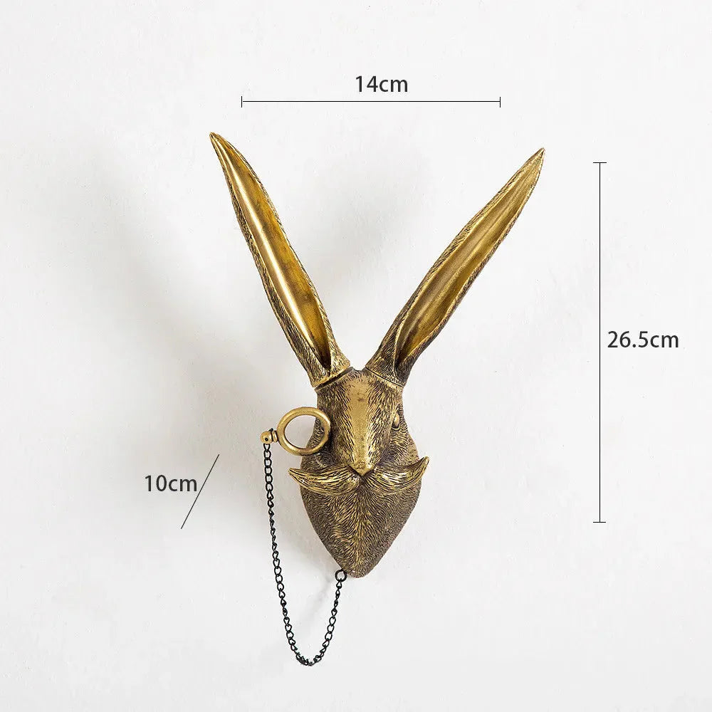Stornfield | Antique Bronze Resin Animal Pendant Golden Deer Head Wall Storage Hooks Wall Accessories Decorative Figurines