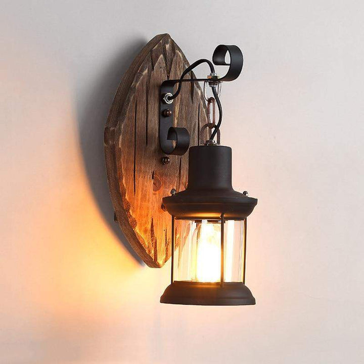 Stornfield antique wooden country house style wall lamp