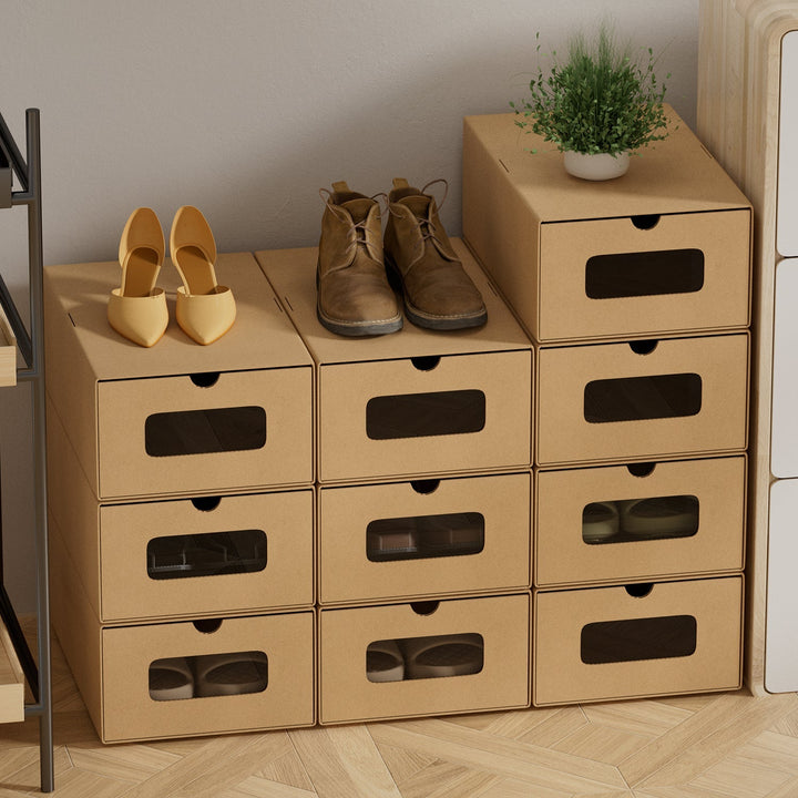 Storage boxes cardboard with window & drawer 10-piece set | Stornfield