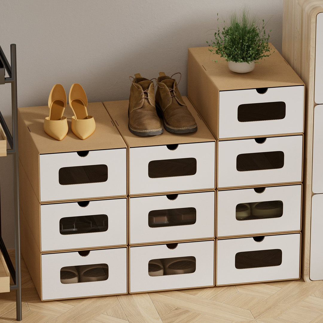 Storage boxes cardboard with window & drawer 10-piece set | Stornfield