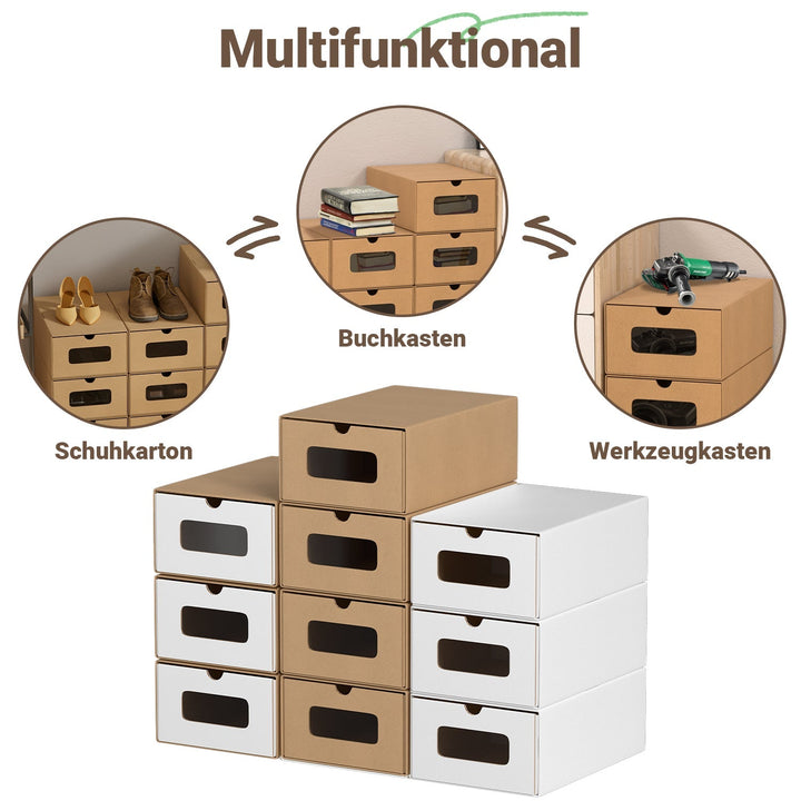 Storage boxes cardboard with window & drawer 10-piece set | Stornfield