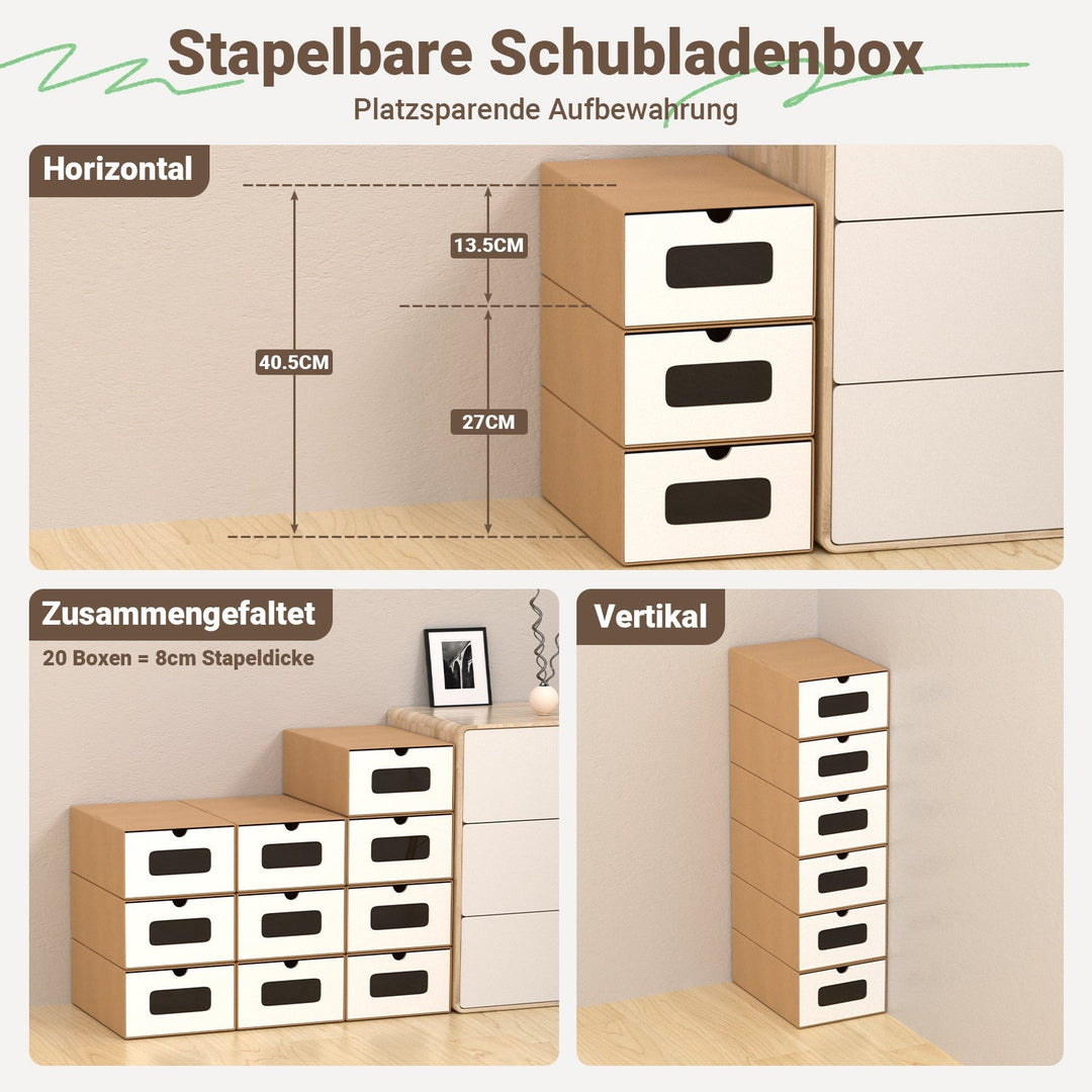 Storage boxes cardboard with window & drawer 10-piece set | Stornfield