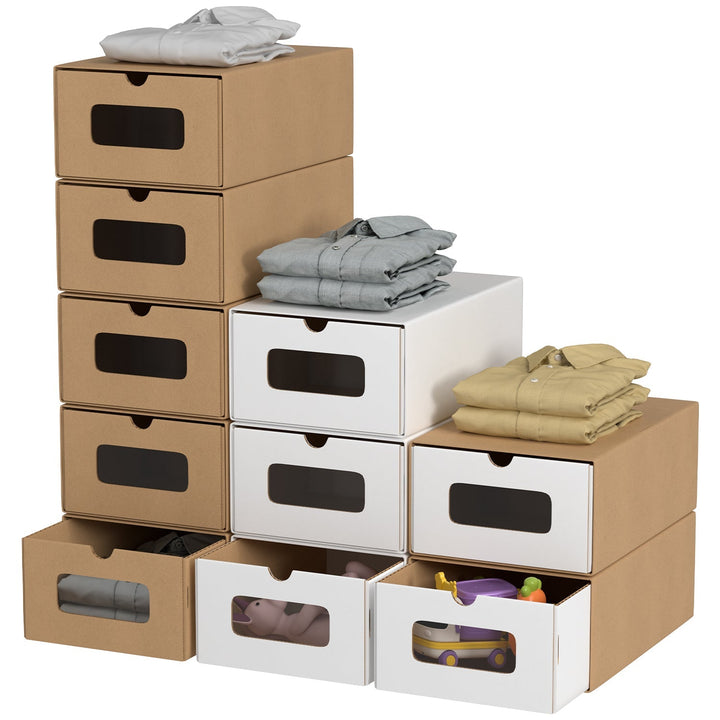 Storage boxes cardboard with window & drawer 10-piece set | Stornfield