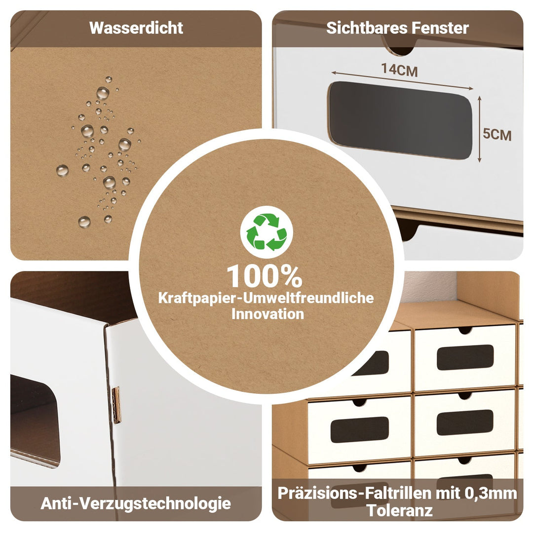 Storage boxes cardboard with window & drawer 10-piece set | Stornfield