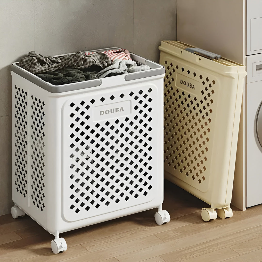 FoldaStornfielde Laundry Basket with Wheels – Space-Saving & Practical | Perfect for Bathroom & Bedroom | Stornfield