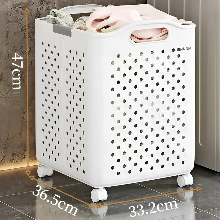 FoldaStornfielde Laundry Basket with Wheels – Space-Saving & Practical | Perfect for Bathroom & Bedroom | Stornfield