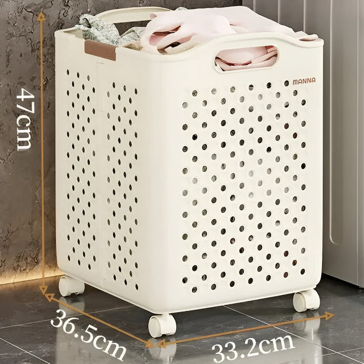 FoldaStornfielde Laundry Basket with Wheels – Space-Saving & Practical | Perfect for Bathroom & Bedroom | Stornfield