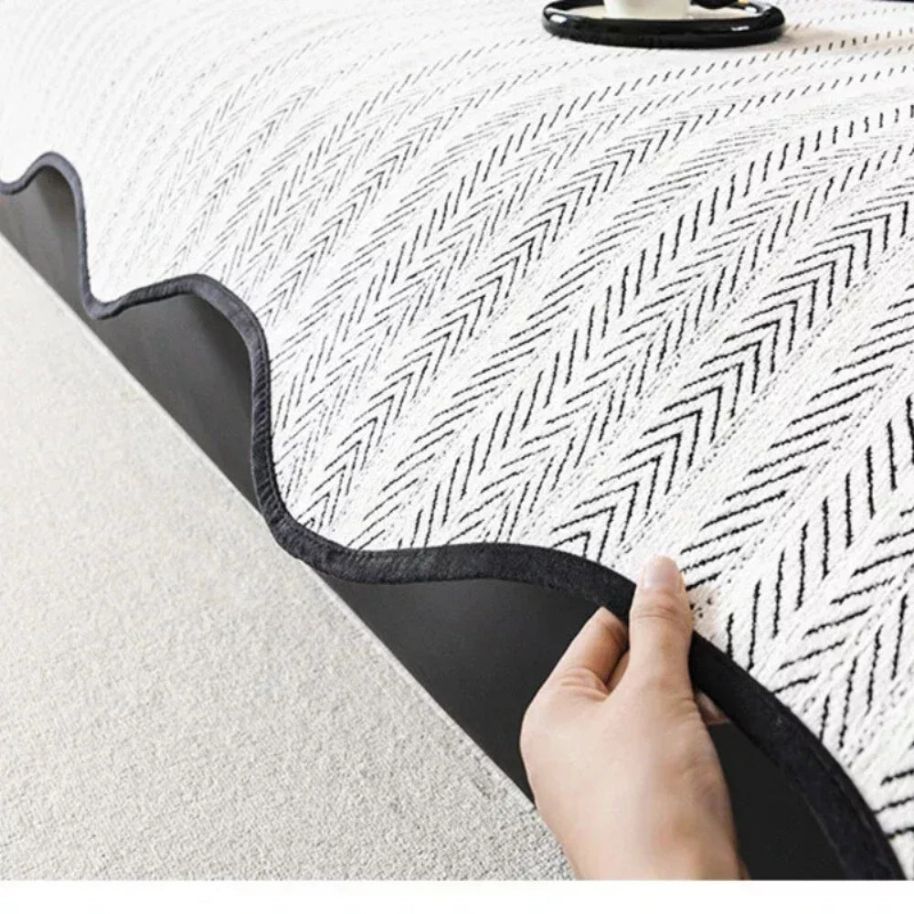 Stornfield | Aurivelle Herringbone Scallop Edge Sofa Cover